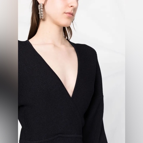 NWT GANNI - V Neck Mini Dress in Dark Navy - Picture 3 of 8